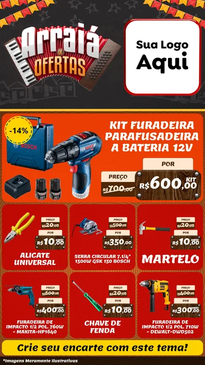 Modelo de Rede Social para Stories com o tema Arraiá de Ofertas - Junina para Maquinas e Ferramentas