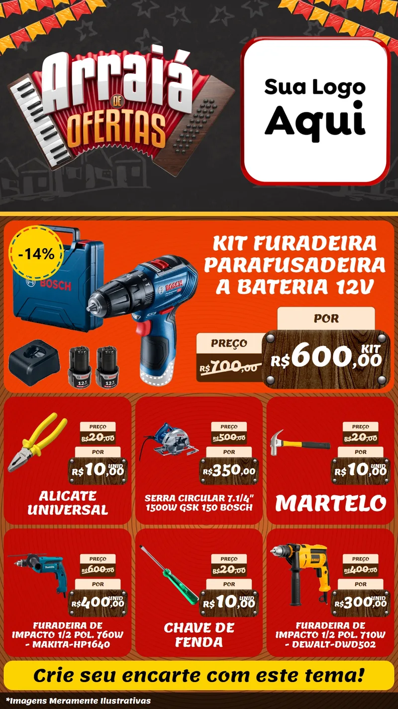 Modelo de Rede Social para Stories com o tema Arraiá de Ofertas - Junina para Maquinas e Ferramentas