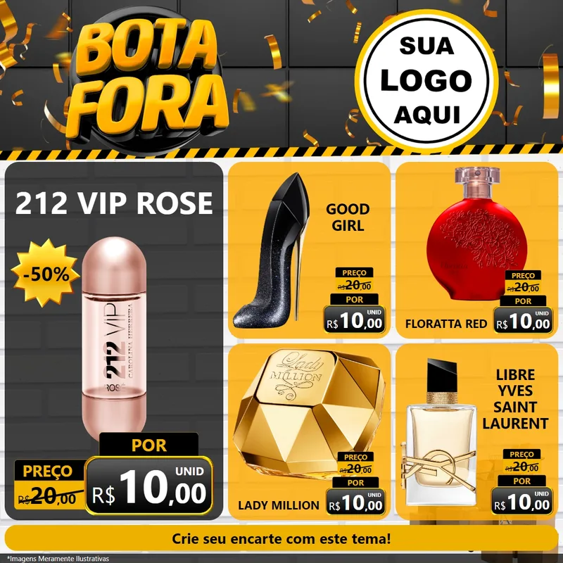Modelo de Rede Social para Feed Facebook com o tema Bota Fora para Perfumes
