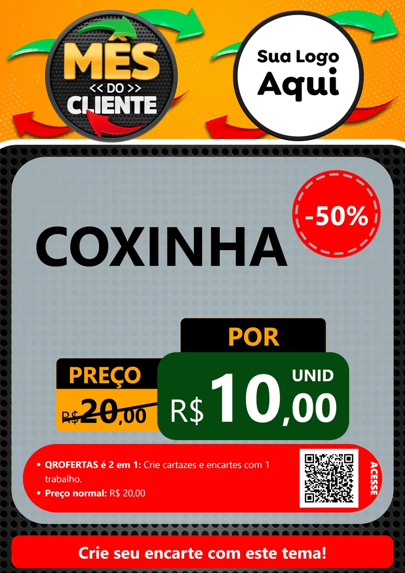 Modelo de Cartaz para Cartaz A4 Vertical com o tema Mês do Cliente para Salgadaria