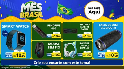Modelo de TV para TV Horizontal com o tema Mês do Brasil para Informática