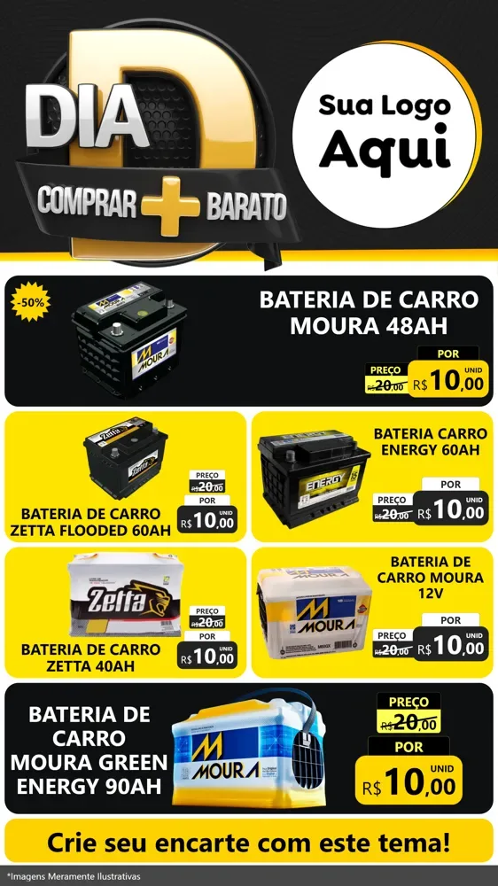 Modelo de TV para TV Vertical com o tema Dia D Mais Economia para Baterias Elétricas