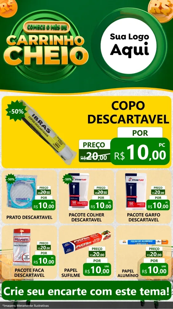 Modelo de Rede Social para Stories com o tema Carrinho Cheio para Embalagens