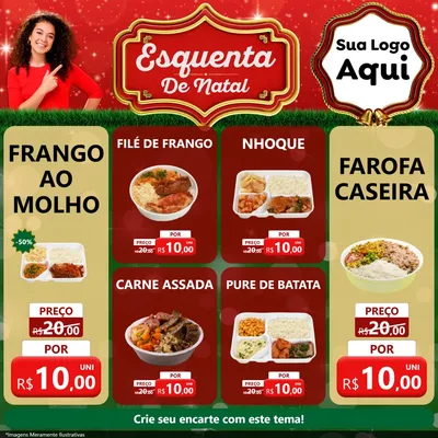 Modelo de Rede Social para Feed Facebook com o tema Esquenta de Natal para Restaurante