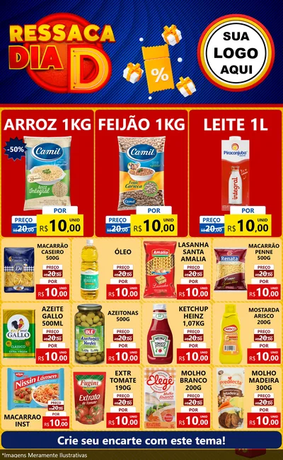 Modelo de Encarte para Encarte Grande com o tema Ressaca Dia D para Supermercado