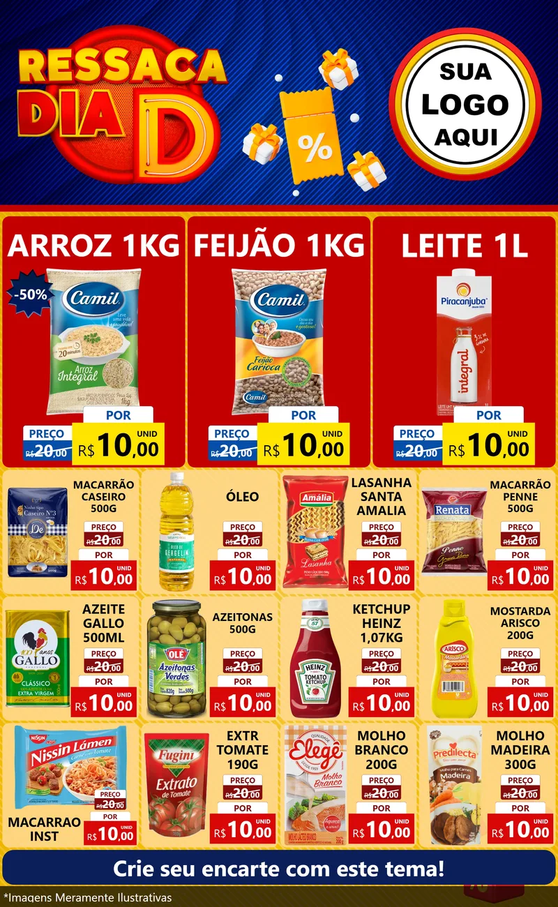 Modelo de Encarte para Encarte Grande com o tema Ressaca Dia D para Supermercado