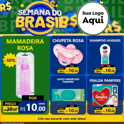 Modelo de Rede Social para Feed Facebook com o tema Semana Do Brasil para Bebês