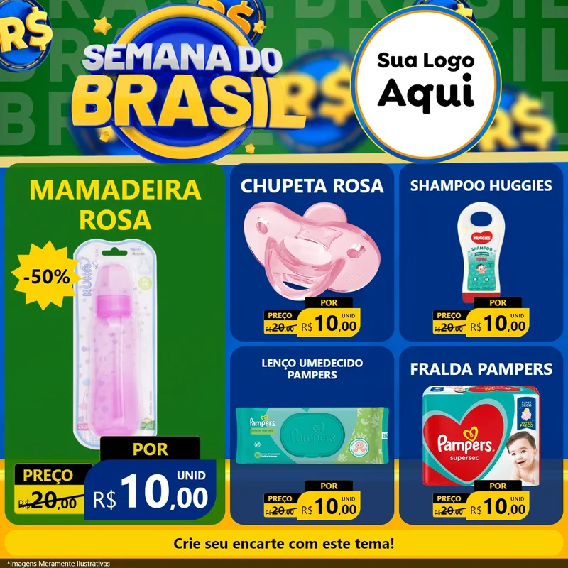 Modelo de Rede Social para Feed Facebook com o tema Semana Do Brasil para Bebês