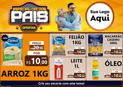 Modelo de Encarte para Encarte A4 Horizontal com o tema Especial Dia dos Pais para Supermercado