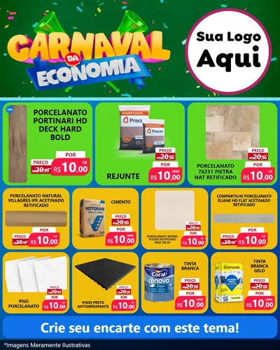 Modelo de Rede Social para Feed Instagram com o tema Carnaval da Economia para Pisos e revestimentos