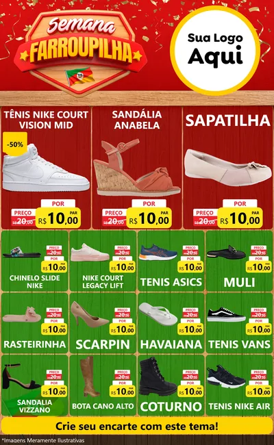 Modelo de Encarte para Encarte Grande com o tema Semana Farroupilha para Calçados