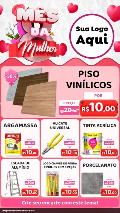 Modelo de Rede Social para Stories com o tema Mês da Mulher para Material para Construção