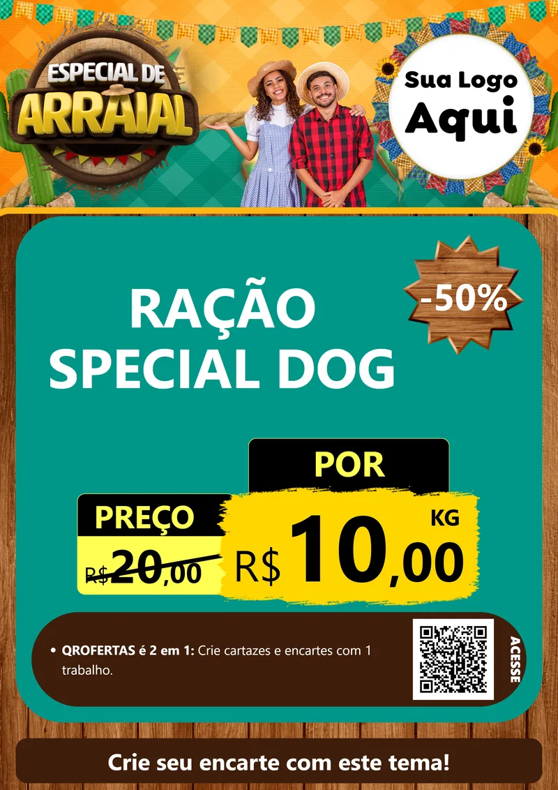 Modelo de Cartaz para Cartaz A4 Vertical com o tema Especial De Arraial para Pet Shop
