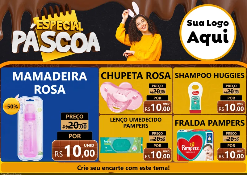 Modelo de Encarte para Encarte A4 Horizontal com o tema Especial Páscoa para Bebês