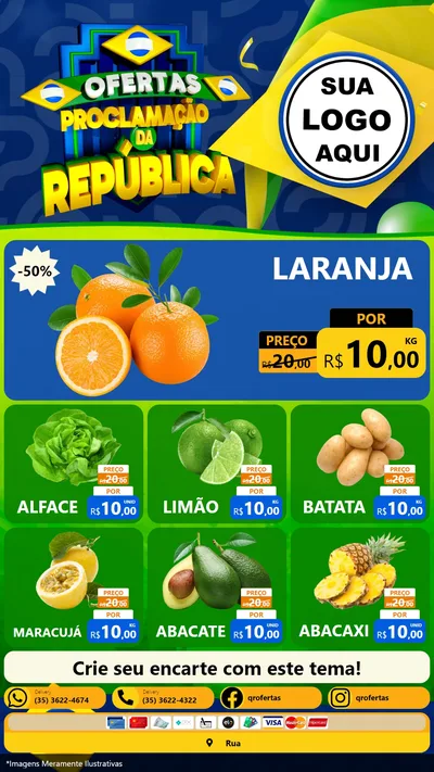 Modelo de Rede Social para Stories com o tema Ofertas Proclamação da República para Hortifrúti