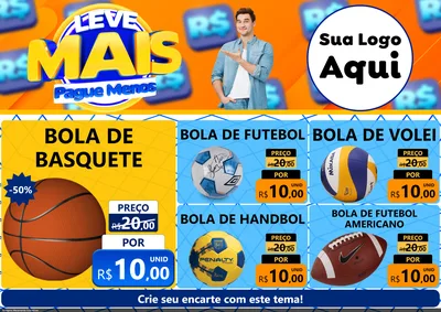 Modelo de Encarte para Encarte A4 Horizontal com o tema Leve Mais, Pague Menos para Artigos Esportivos