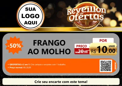 Modelo de Cartaz para Cartaz A4 Horizontal com o tema Réveillon de Ofertas para Restaurante