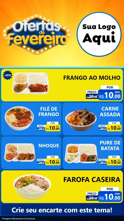 Modelo de TV para TV Vertical com o tema Ofertas de Fevereiro para Restaurante