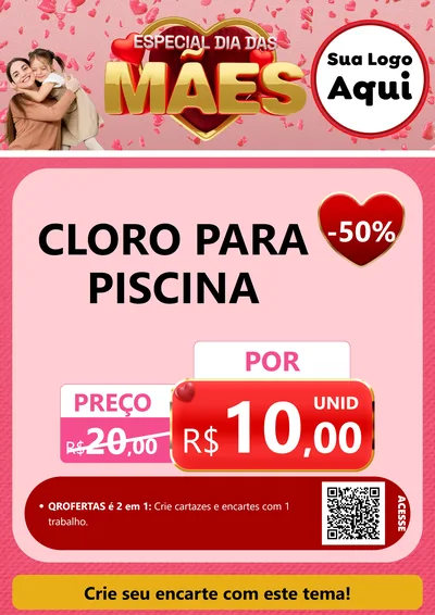 Modelo de Cartaz para Cartaz A4 Vertical com o tema Especial Dia Das Mães para Produtos para Piscina
