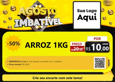 Modelo de Cartaz para Cartaz A4 Horizontal com o tema Agosto Imbatível para Supermercado
