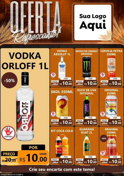 Modelo de Encarte para Encarte A4 Vertical com o tema Oferta Refrescante! para Distribuidora de bebidas