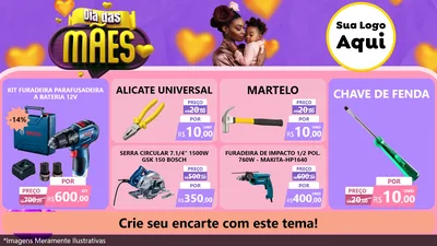 Modelo de TV para TV Horizontal com o tema Dia das Mães para Maquinas e Ferramentas