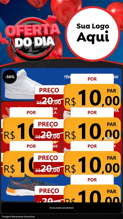 Modelo de TV para TV Vertical com o tema Oferta do Dia para Calçados