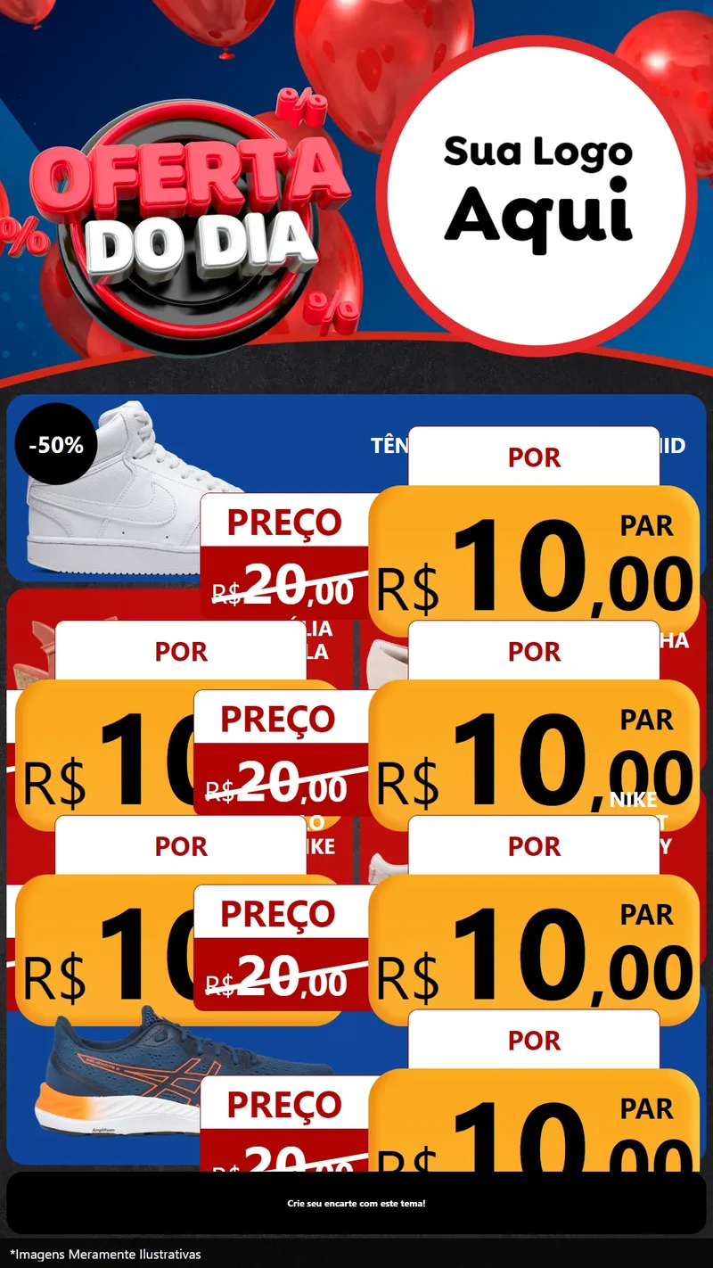 Modelo de TV para TV Vertical com o tema Oferta do Dia para Calçados