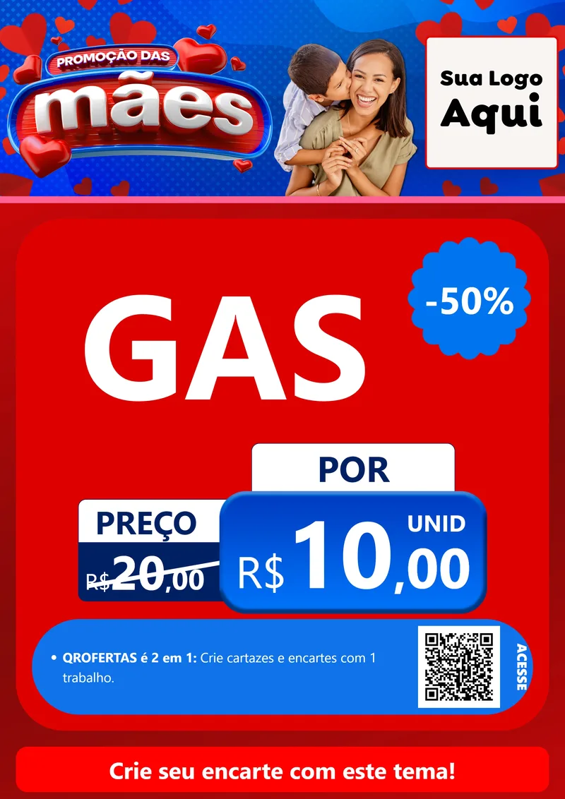 Modelo de Cartaz para Cartaz A4 Vertical com o tema Promoção das Mães para Água e gás