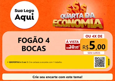 Modelo de Cartaz para Cartaz A4 Horizontal com o tema Quarta da Economia para Móveis e Eletro