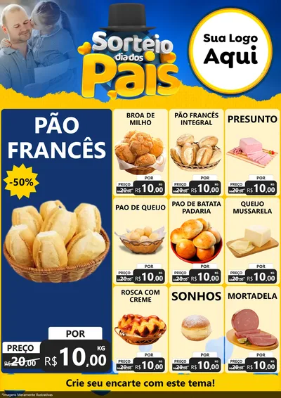 Modelo de Encarte para Encarte A4 Vertical com o tema Sorteio Dia Dos Pais para Padaria
