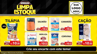 Modelo de TV para TV Horizontal com o tema Operação Limpa Estoque para Peixaria