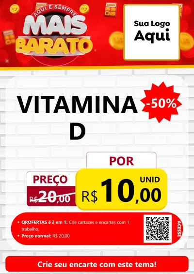 Modelo de Cartaz para Cartaz A4 Vertical com o tema Mais Barato para Farmácia