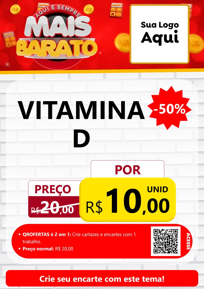 Modelo de Cartaz para Cartaz A4 Vertical com o tema Mais Barato para Farmácia