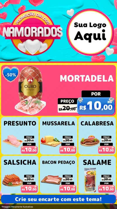 Modelo de Rede Social para Stories com o tema Promoção Dia dos Namorados para Frios e Laticínios