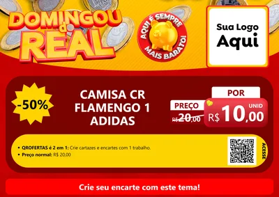 Modelo de Cartaz para Cartaz A4 Horizontal com o tema Domingou do Real para Roupas e acessórios