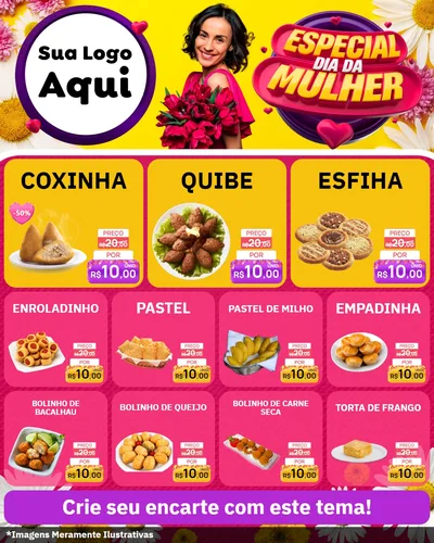 Modelo de Rede Social para Feed Instagram com o tema Especial Dia da Mulher para Salgadaria