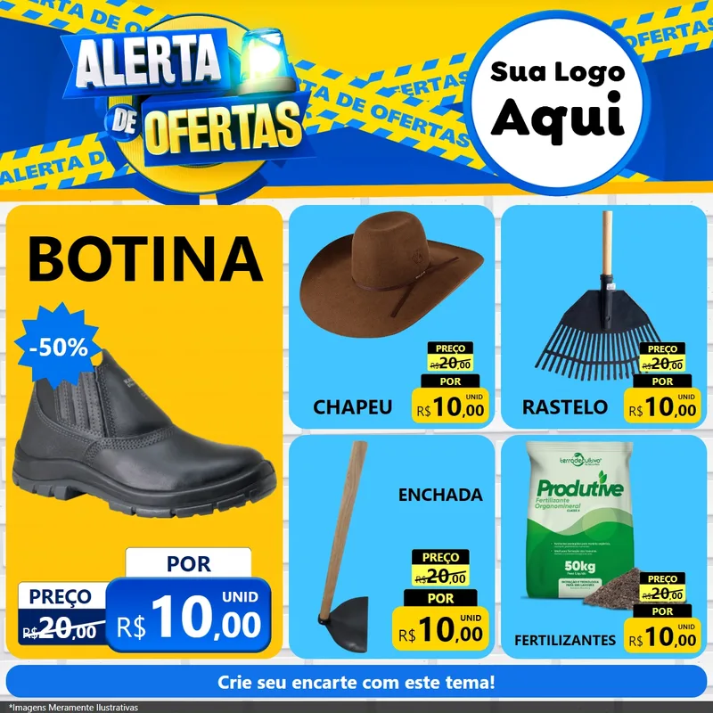 Modelo de Rede Social para Feed Facebook com o tema Alerta de Ofertas para Agropecuária