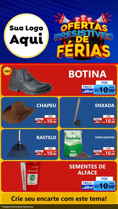Modelo de TV para TV Vertical com o tema Ofertas Irresistíveis de Férias para Agropecuária