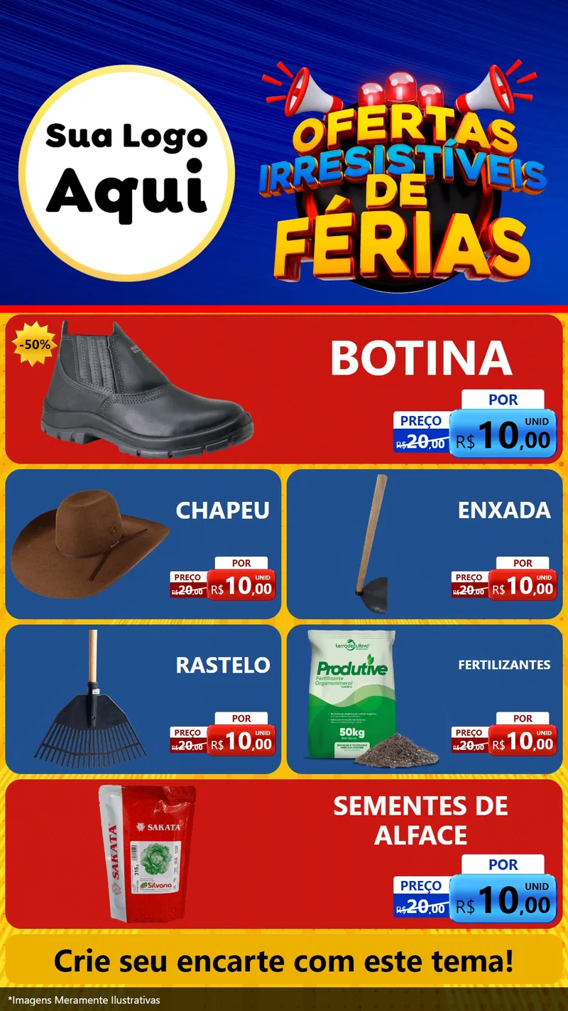 Modelo de TV para TV Vertical com o tema Ofertas Irresistíveis de Férias para Agropecuária