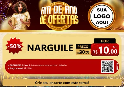 Modelo de Cartaz para Cartaz A4 Horizontal com o tema Fim de Ano de Ofertas para Tabacaria