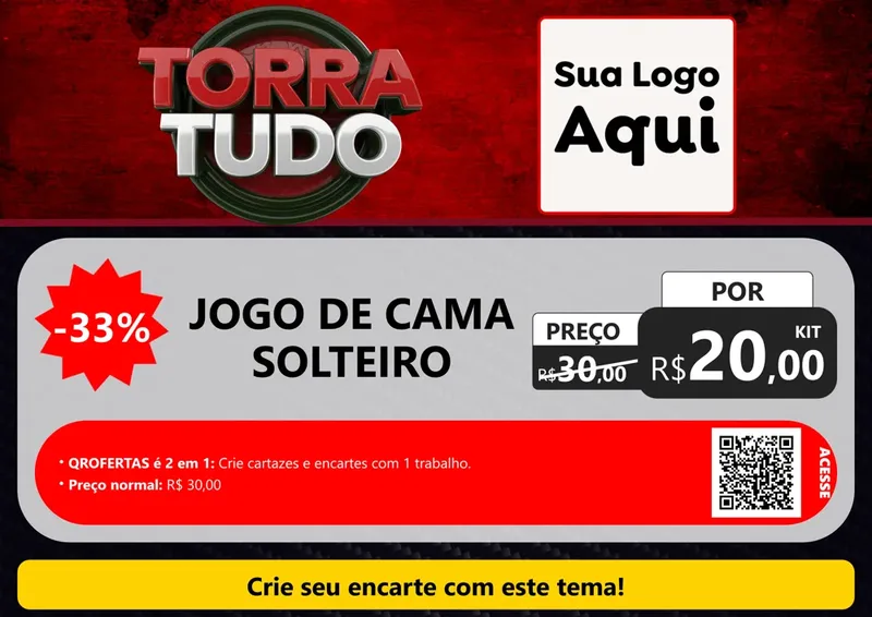 Modelo de Cartaz para Cartaz A4 Horizontal com o tema Torra Tudo para Cama, Mesa e Banho