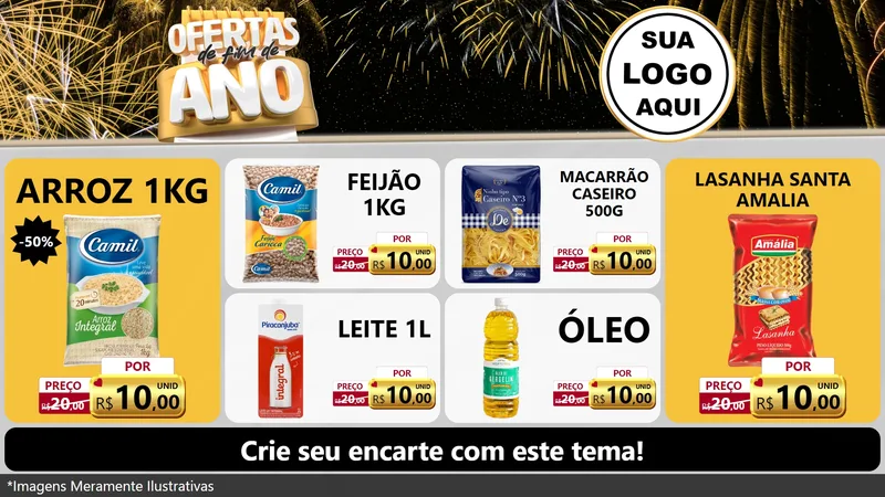 Modelo de TV para TV Horizontal com o tema Ofertas de Fim de Ano para Supermercado