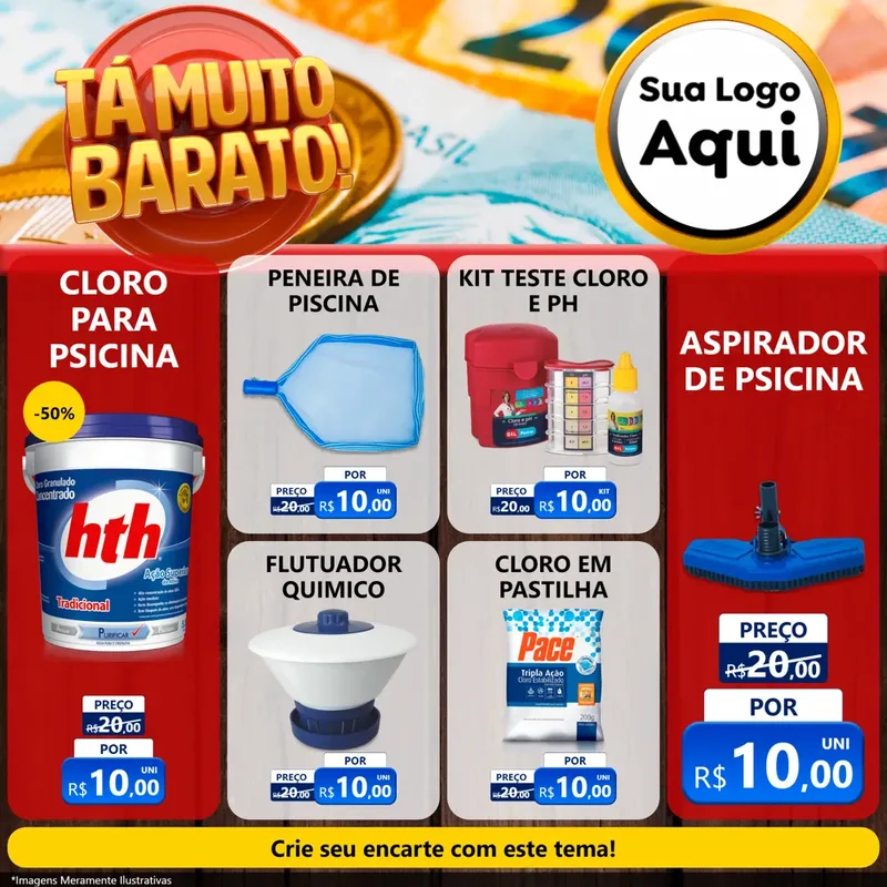 Modelo de Rede Social para Feed Facebook com o tema Está Muito Barato para Produtos para Piscina