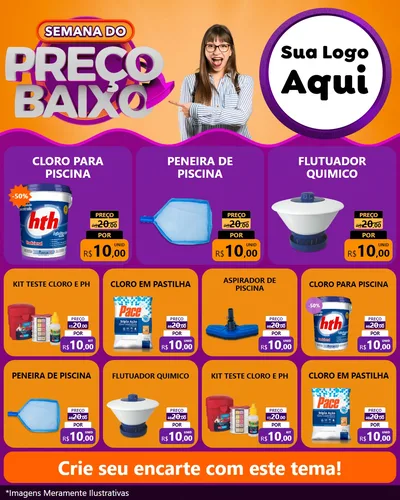 Modelo de Rede Social para Feed Instagram com o tema Semana do Preço Baixo para Produtos para Piscina