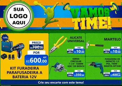 Modelo de Encarte para Encarte A4 Horizontal com o tema Vamos Time! para Maquinas e Ferramentas