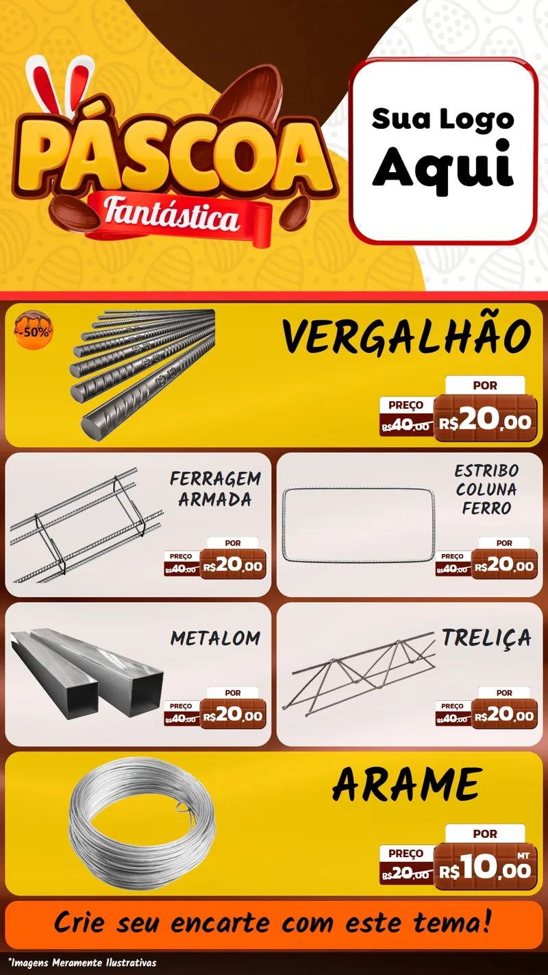 Modelo de TV para TV Vertical com o tema Páscoa Fantástica para Ferragens