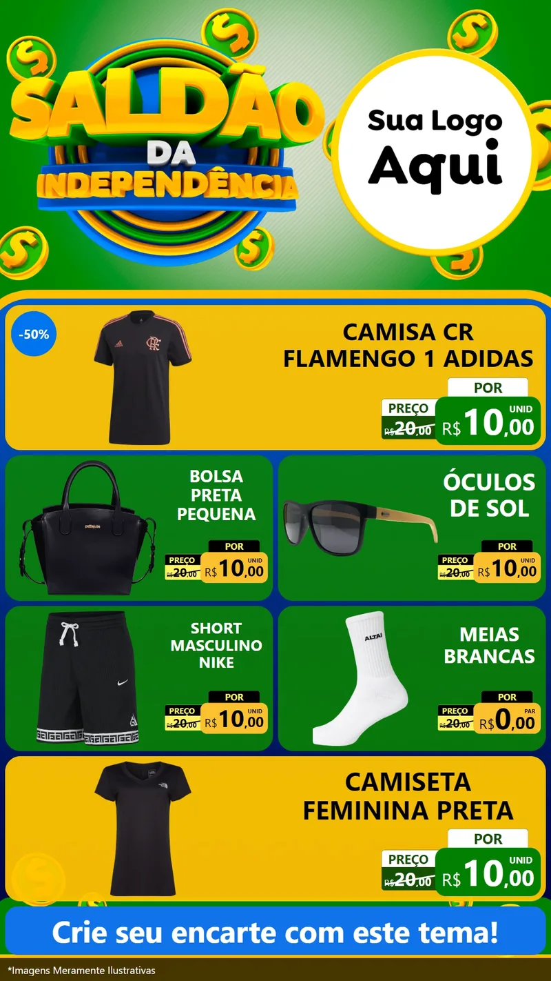 Modelo de TV para TV Vertical com o tema Saldão da Indepêndencia para Roupas e acessórios
