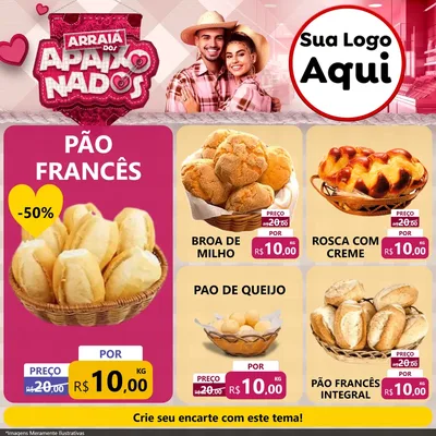 Modelo de Rede Social para Feed Facebook com o tema Arraiá dos Apaixonados - Junina para Padaria
