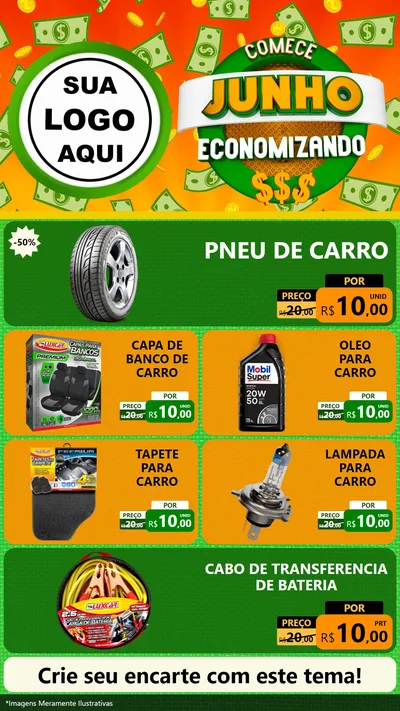 Modelo de TV para TV Vertical com o tema Comece Junho Economizando para Auto peças